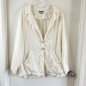 Torrid Womens Studio Linen Blazer Ivory 2 Button Plus Size Shirt 4X